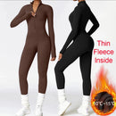 Winter Outfit Set Fleece Yoga Jumpsuits for Women Bodysuit Longsleeve Sport Overall Fitness One-Piece Suit Gym Workout Tracksuit