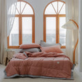 2025 new Japanese polyester cotton quilted summer quilt skin-friendly washable light luxury style solid color lightweight