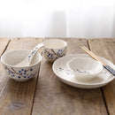 6-Piece Set Japanese Rice Bowl Dishes, Chopsticks, Spoon Ceramic Tableware Household Single Food