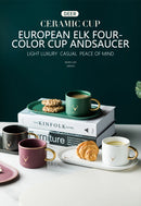 European Luxurious Gold Rim Ceramics Coffee Cups And Saucers Spoon Sets With Gift Box Tea Soy Milk Breakfast Mugs Dessert Plate
