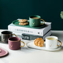 European Luxurious Gold Rim Ceramics Coffee Cups And Saucers Spoon Sets With Gift Box Tea Soy Milk Breakfast Mugs Dessert Plate
