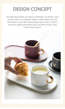 European Luxurious Gold Rim Ceramics Coffee Cups And Saucers Spoon Sets With Gift Box Tea Soy Milk Breakfast Mugs Dessert Plate