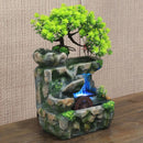 Creative Feng Shui Flowing Water Fountain Desktop Resin Rockery Landscape Waterfall Crafts with 7-Color Led Change Best Gift