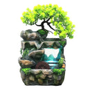 Creative Feng Shui Flowing Water Fountain Desktop Resin Rockery Landscape Waterfall Crafts with 7-Color Led Change Best Gift