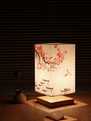 LED Square Decoration Table Lamps Simple Chinese Style Dimmable EU Plug Night Light Fabric Lampshade Bedroom Bedside Lights