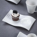 European Ceramic CoffeeCups Set with Wave Shape Plate 80 100 180 and 280ml Modern Minimalist White Cappuccino Latte Dessert Dish