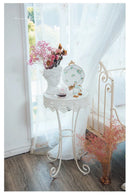 French Style Side Tables White Lace Sofa End Tables for Living Room Bedside Flower Stand Minimalist Balcony Plant Display Rack