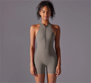 Solid color high-intensity nude tight fitting sports back jumpsuit yoga suit tight fitting running fitness suit
