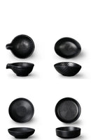 Modern Dinner Set Plates and Dishes Not Easily Broken Melamine Plate Black Cutlery Soy Sauce Dish Kitchen Hotel Tableware