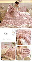 Thickened Coral Fleece Bed Blankets for Winter Warm Soft Imitation Lambs Wool Jacquard Blankets for Bedroom Sleeping Sofa Throw