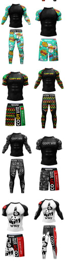 MMA Compression Fitness Wear Men Jiu Jitsu Rashguard Sportsuit Muay Thai MMA Shorts Rash Guard Boxing Shirts Bjj Gym Clothing
