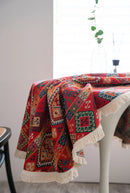 Bohemian Round Tablecloth Geometric Jacquard Cotton Tablecloth Dining Table Tabletop Decor Living Room Bedroom Decoration