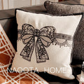 French Retro Waist Cushion Cover 45x45 Bow Embroidery Black and White Striped Throw Pillow Case Living Room Bed Sofa Home Decor