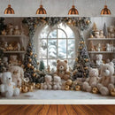 Winter Christmas Tree Photography Backdrop Snowman Giftbox Family Xmas Eve Party Decor Fireplace New Year Background Props
