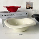Ins Ceramic Saucer Korean Style Dessert Yogurt Oats Bowl Cream Color Fruit Salad Container Food Display Plate Kitchen Utensils