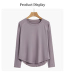 DRUR Long Sleeve Gym Top Women Breathable Quick Dry Workout Tshirt Loose Fit Running Tee Yoga Clothing Sportswear Activewear New