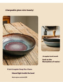 9-inch Irregular Ceramic Dishes Vintage Pasta Dish Ceramic Dishes Household Salad Plate Kitchen Soup Plate Ceramic Dishes