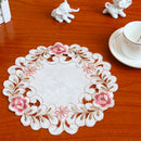 Retro Elegant Rose Flower Placemat Dining Table Decor Cup Pad Nordic Coffee Cup Coaster Kitchen Desktop Decoration