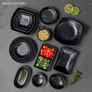 Modern Dinner Set Plates and Dishes Not Easily Broken Melamine Plate Black Cutlery Soy Sauce Dish Kitchen Hotel Tableware