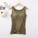 Women's Vest Tops with Bra U-Neck Vest with Padded Bra Slim Fit Tank Tops Sexy Shirts Feminino Casual Slimming Vest Tops