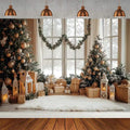 Winter Christmas Tree Photography Backdrop Snowman Giftbox Family Xmas Eve Party Decor Fireplace New Year Background Props