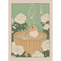 Japanese Bathroom Art Poster Cute Animals in Bathtub Canvas Printed Decorative Painting, Used for Bathroom Decoration, Frameless