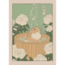 Japanese Bathroom Art Poster Cute Animals in Bathtub Canvas Printed Decorative Painting, Used for Bathroom Decoration, Frameless