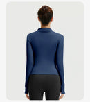 Outdoor Sports Jacket Running Fitness Long Sleeved Women Slim Yoga Clothes Quick Dry Zipper Cardigan Stand Up Collar Skinny Coat