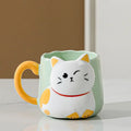 Cartoon 3D Embossed Ceramic Cup Cute Cat Coffee Milk Tea Breakfast Handle Cup Tableware Novelty Gift Home 500ml Mug
