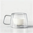 200ml Double Wall Glass Coffee Mug Transparent Heat-resistant Espresso Cup with Handle Latte Cappuccino Breakfast Tea Water Cup