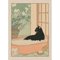 Japanese Bathroom Art Poster Cute Animals in Bathtub Canvas Printed Decorative Painting, Used for Bathroom Decoration, Frameless