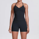 Yoga Shorts Sets Shockproof Sports Women Yoga Vest With Built In Bra Fitness Top Gym Beautiful Back Running Workout