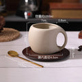 Ceramic coffee cup and saucer set retro latte American coffee cup wooden coasters tea cups spoon flower cups.
