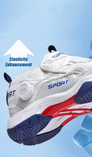 Lightweight Breathable Badminton Shoes Tennis Shoes for Men Women with Rotating Buckle Shock Absorption Non-Slip Sports Shoes