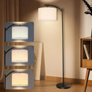 Modern LED Floor Lamp, Standing Arc Floor Lamps with Lantern Lampshade, Tall Reading Light for Bedroom Living Room Office Study