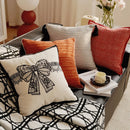 French Retro Waist Cushion Cover 45x45 Bow Embroidery Black and White Striped Throw Pillow Case Living Room Bed Sofa Home Decor