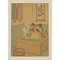 Japanese Bathroom Art Poster Cute Animals in Bathtub Canvas Printed Decorative Painting, Used for Bathroom Decoration, Frameless