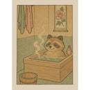 Japanese Bathroom Art Poster Cute Animals in Bathtub Canvas Printed Decorative Painting, Used for Bathroom Decoration, Frameless