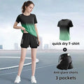 Women's sportswear set, running shorts, T-shirt, yoga wear, thin fitness badminton wear, breathable comfortable and well-fitting