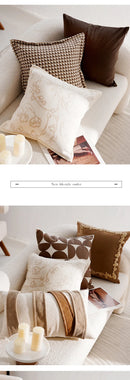 30x50/45x45CM Light Luxury Throw Pillow Cover Brown French Stamping Waist Cushion Cover Decor Home Decorative Pillowcase