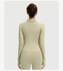 Outdoor Sports Jacket Running Fitness Long Sleeved Women Slim Yoga Clothes Quick Dry Zipper Cardigan Stand Up Collar Skinny Coat