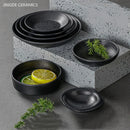 Modern Dinner Set Plates and Dishes Not Easily Broken Melamine Plate Black Cutlery Soy Sauce Dish Kitchen Hotel Tableware