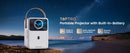 TOPTRO Portable Projector Full HD 1080P Support 400ANSI Android 9.0 Projector Auto Keystone & Electric Focus Built-in Battery
