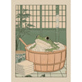 Japanese Bathroom Art Poster Cute Animals in Bathtub Canvas Printed Decorative Painting, Used for Bathroom Decoration, Frameless