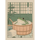 Japanese Bathroom Art Poster Cute Animals in Bathtub Canvas Printed Decorative Painting, Used for Bathroom Decoration, Frameless