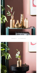 Modern Living Room Glass Vase Desktop Flower Vases For Homes Arrangement Container Decorations Bedroom Gold Decor