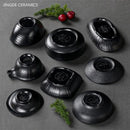 Modern Dinner Set Plates and Dishes Not Easily Broken Melamine Plate Black Cutlery Soy Sauce Dish Kitchen Hotel Tableware