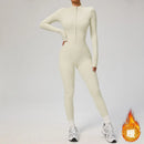 Winter Outfit Set Fleece Yoga Jumpsuits for Women Bodysuit Longsleeve Sport Overall Fitness One-Piece Suit Gym Workout Tracksuit