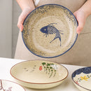 8inch Japanese Dessert Salad Dinner Plate Ceramics Pasta Cake Serving Dish Dipping Sauce Dishes Hand-painted Tableware