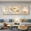 Chinese Style Golden Leaves Deer Canvas Painting Feathers Wall Art Feng Shui Mountain Posters and Prints Living Room No Frame